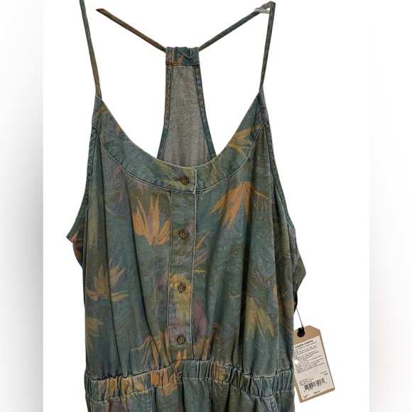 NWT Prana Blue Washed Leaves Denim Chambray Sky Haven Dress Spaghetti Straps - Picture 4 of 11